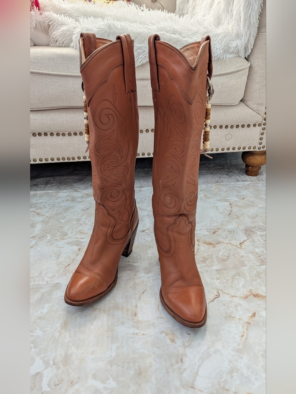 Vintage Frye Knee-High Cowgirl Boots Woman's Size 7.5 B - Picture 3 of 15